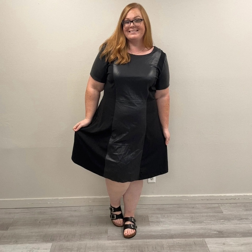Eloquii Studio Midi Faux Leather Short Sleeve Dress - Size 22